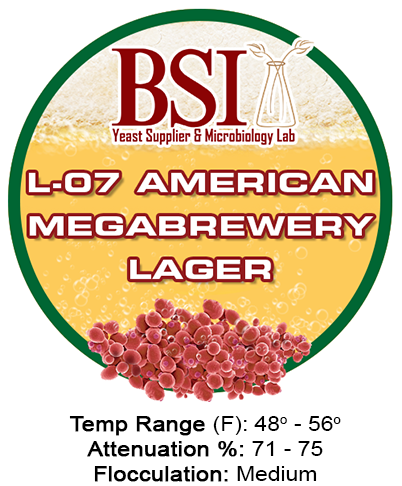 An icon that represents BSI BSI L-07 American Megabrewery Lager with brewing specifications.