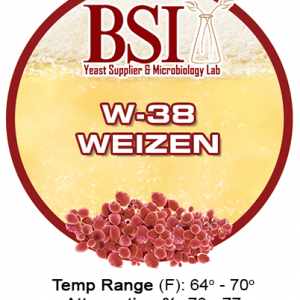 An image of W-38 Weizen with yeast specifications.