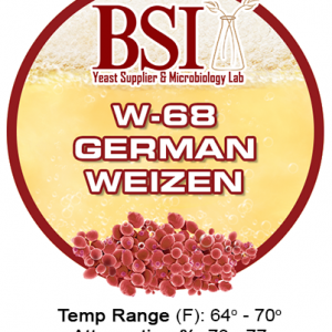 A symbol of W-68 German Weizen with beer and yeast.